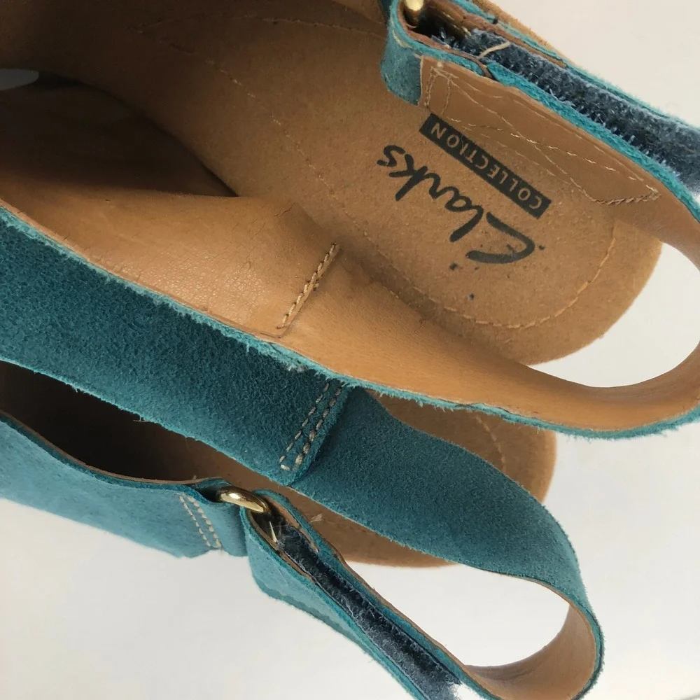 CLARKS COLLECTION Suede Cork Wedge Sandals Women's 7.5M 26108747